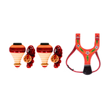Spinning Tops/Lattu (Pack of 2) & Catapult/Gulel Combo Set | Wooden Toys | Collectible