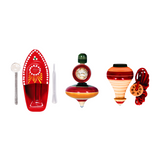 Steam Toy Boat With Spinning & Windup Tops Pack of 2 (Combo) | Wooden & TIn Toys | Collectible