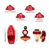 Steam Toy Boat With Spinning & Windup Tops Pack of 2 (Combo) | Wooden & TIn Toys | Collectible