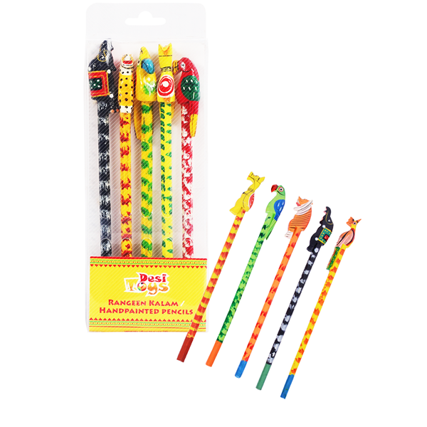 Handpainted pencils set of 5 / Rangeen Kalam