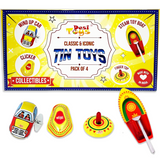 Classic & Iconic Vintage Tin Metal Toys (Pack of 4) Steam toy Tin Boat, Tin Clicker,Tin Finger Spinning Top & Vintage Metal Windup up Car | return gift option