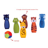 2 in 1 Bowling Cum Ring Toss Game - Jungle Bowling Game | Wooden Toys | 3 Years +