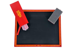 Wooden Framed Slate Board with Pencils & Duster