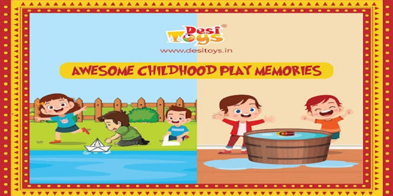 Childhood Play Memories in the Rain with Paper Boats and Steam Toy Boats