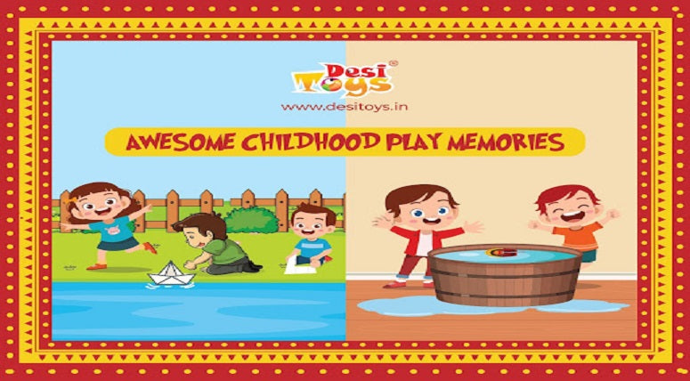 Childhood Play Memories in the Rain with Paper Boats and Steam Toy Boats