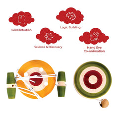 Wooden Yo-Yo & Spinner| Combo Pack Of 10 | Wheezer Toy for Kids | Wood Spinners Ball for Children | Pocket Toys | Traditional Indian Game | Classic Nostalgic Games | for 6 Years & Up | Birthday Return Gift Pack for Kids & Adults
