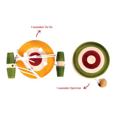 Wooden Yo-Yo & Spinner| Combo Pack Of 10 | Wheezer Toy for Kids | Wood Spinners Ball for Children | Pocket Toys | Traditional Indian Game | Classic Nostalgic Games | for 6 Years & Up | Birthday Return Gift Pack for Kids & Adults