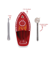 Putt Putt Nav | Pop Pop Steam Boat | Red Color | Classic Indian Toys | Nostalgic Tin Water Toy | Free Candle & Dropper | Powered by Flame | ‎Size - 15.2 x 6.9 x 4.1 cms | For 14+ Children | Pack of 2