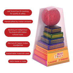 Lagori Pitthu Game | Combo Pack Of 10 | Handcrafted Seven Stones with a Ball | for 8 Years & Up | Multicolor | Traditional Indian Sitoliya | Classical & Nostalgic | Outdoor Games | Birthday Return Gift Pack for Kids & Family