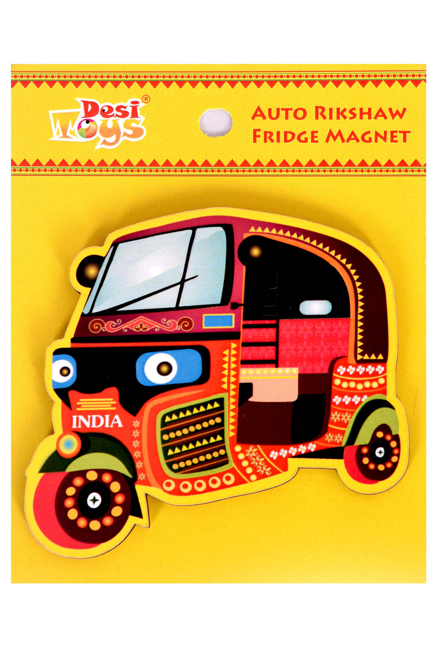 Desi Toys Auto Rickshaw Fridge Magnet |Made in MDF|3 x 2.5 inches size| Indian Inspired Design |Souvenir| Ideal for gifting