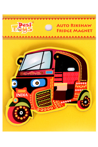 Desi Toys Auto Rickshaw Fridge Magnet |Made in MDF|3 x 2.5 inches size| Indian Inspired Design |Souvenir| Ideal for gifting