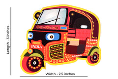 Desi Toys Auto Rickshaw Fridge Magnet |Made in MDF|3 x 2.5 inches size| Indian Inspired Design |Souvenir| Ideal for gifting