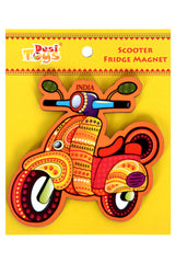 Desi Toys Scooter Fridge Magnet |Made in MDF|3 x 3 inches size| Indian Inspired Design | Souvenir| Ideal for Gifting