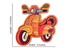 Desi Toys Scooter Fridge Magnet |Made in MDF|3 x 3 inches size| Indian Inspired Design | Souvenir| Ideal for Gifting