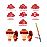 Spinning Tops/Lattu PO2 & Gilli Danda Combo | Wooden Toys | 8 Years +
