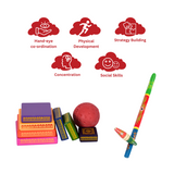 Seven Stones/Lagori Game & Gilli Danda Combo | Wooden Toys | 8 Years +