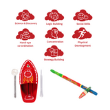 Steam Toy Boat & Gilli Danda Combo | Wooden & Tin Toy | Collectible