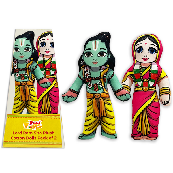 Lord Ram Sita Plush Cotton Dolls Pack of 2