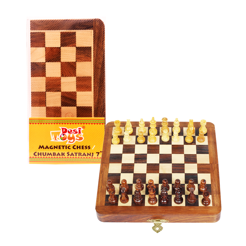 Handcrafted Foldable Magnetic Chess Board Set / Chumbak Satranj 7 inches