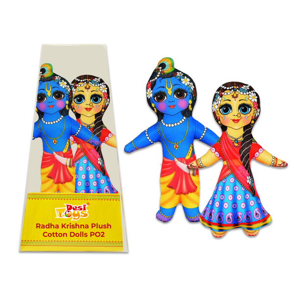Radha Krishna Plush Cotton Washable Dolls Pack Of 2