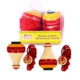 (Pack of 2) Wooden Spinning Tops | Wooden Lattu | 6+ Years