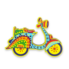 Scooter Fridge Magnet |Made in MDF|3 x 2.3 inches size| Indian Inspired Design |Souvenir| Ideal for gifting