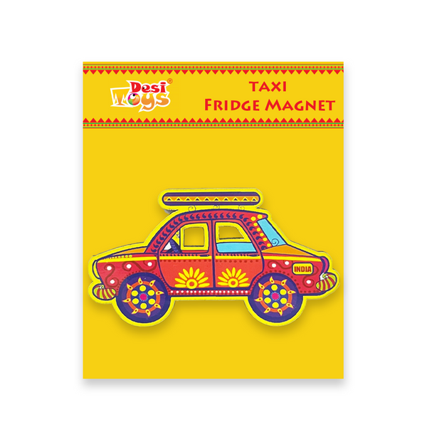 Taxi Fridge Magnet |Made in MDF|3 x1.8 inches size| Indian Inspired Design |Souvenir| Ideal for gifting