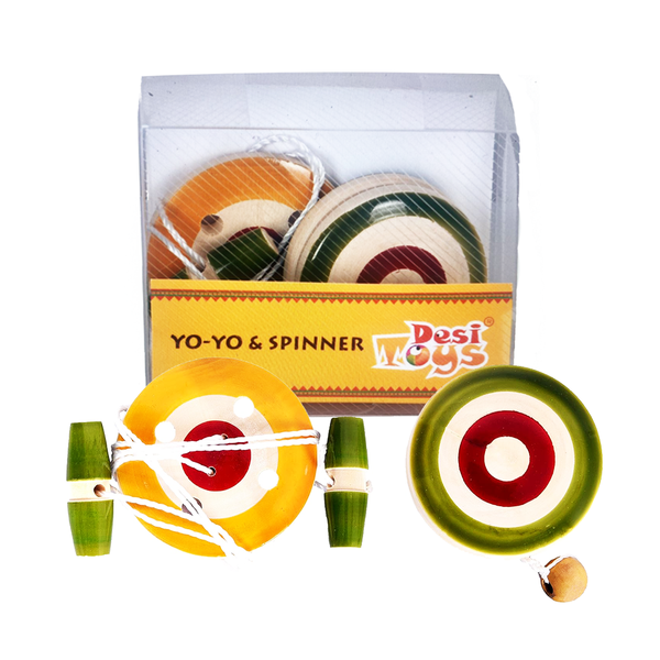 Wooden Yo-Yo & Spinner Toy for Kids pack of 2