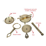 Miniature Rolling Pin Pretend Play Set | Brass Chakla Belan | Collectible