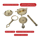 Miniature Rolling Pin Pretend Play Set | Brass Chakla Belan | Collectible
