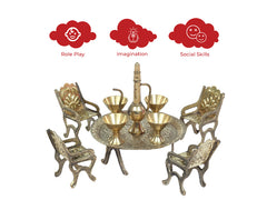 Brass Miniature Table Chair pretend play set/Pital Raja Set, Collectible