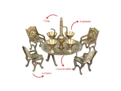 Brass Miniature Table Chair pretend play set/Pital Raja Set, Collectible