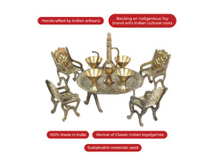 Brass Miniature Table Chair pretend play set/Pital Raja Set, Collectible