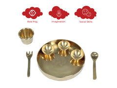 Brass Miniature Plate pretend play set, Pital ki Thali, Collectible