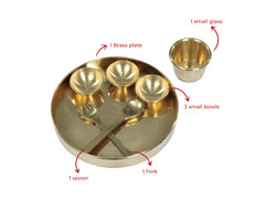 Brass Miniature Plate pretend play set, Pital ki Thali, Collectible