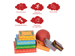 Lagori Game set for Kids /Seven  Stones / Pithu / Sitoliya - Handpainted