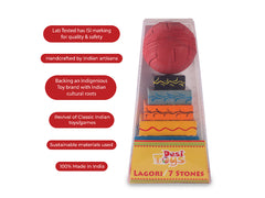 Lagori Game set for Kids /Seven  Stones / Pithu / Sitoliya - Handpainted