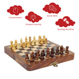 Handcrafted Foldable Magnetic Chess Board Set | Wooden Satranj 7 inches | 6 Years +