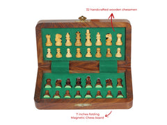 Handcrafted Foldable Magnetic Chess Board Set / Chumbak Satranj 7 inches