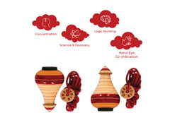 'Desi Toys' Wooden Spinning Tops for Kids / Lattu /Bhawra / Bambaram Pack of 2