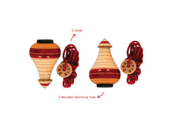 'Desi Toys' Wooden Spinning Tops for Kids / Lattu /Bhawra / Bambaram Pack of 2