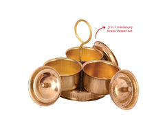 Brass Miniature Pretend Playset Trimukh, Collectible
