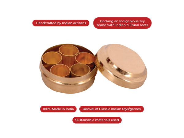 Brass Miniature Pretend Play set Masala Box, Collectible
