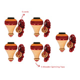 (Pack of 5) Spinning Tops | Wooden Lattu | 6 Years +