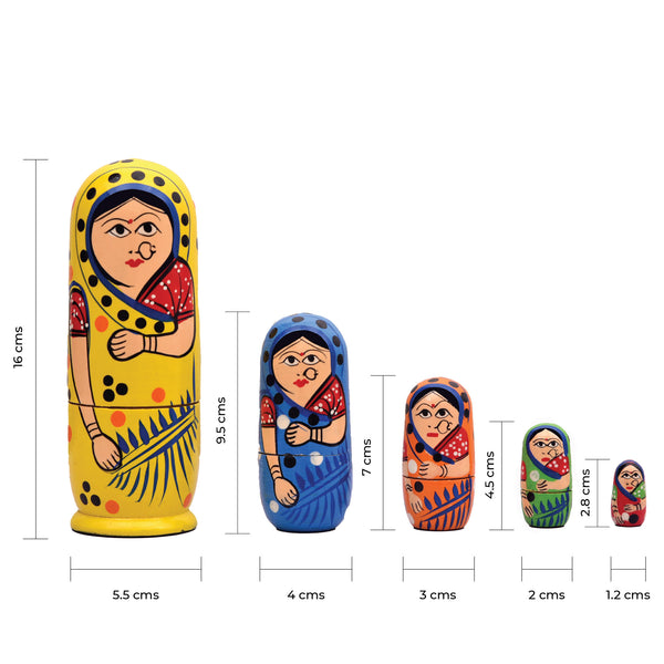 Russian Dolls /Nesting dolls, Matryoshka dolls, Babushka dolls Pack of 5-Handpainted Collectible