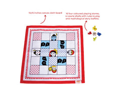 Ramayan Chauka Bara/ Ashta Chamma, Classic Strategy Board Game with Canvas Fabric Board, Based on Indian Mythological Story