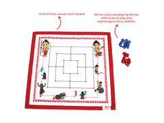 Bal Ganesha Nine Men Morris/ Navakankari, Classic Strategy Board Game with Canvas Fabric Board, Based on Indian Mythological Story