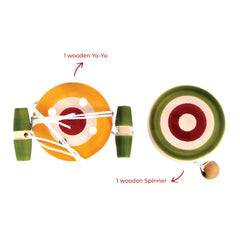 Wooden Yo-Yo & Spinner Toy for Kids pack of 2
